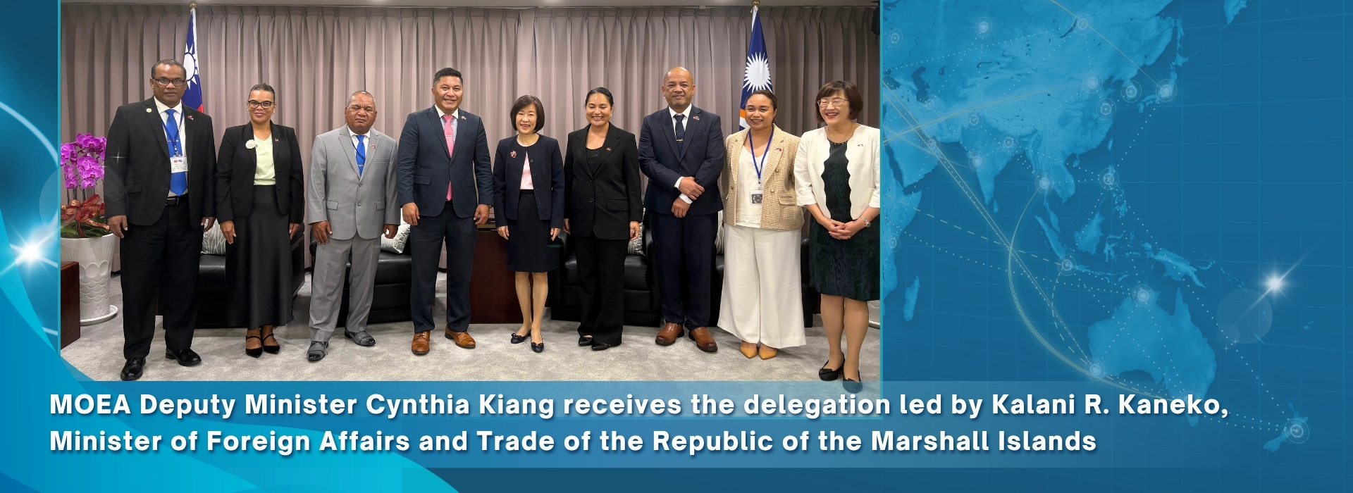 MOEA Deputy Minister Cynthia Kiang receives the delegation led by Kalani R. Kaneko, Minister of Foreign Affairs and Trade of the Republic of the Marshall Islands
